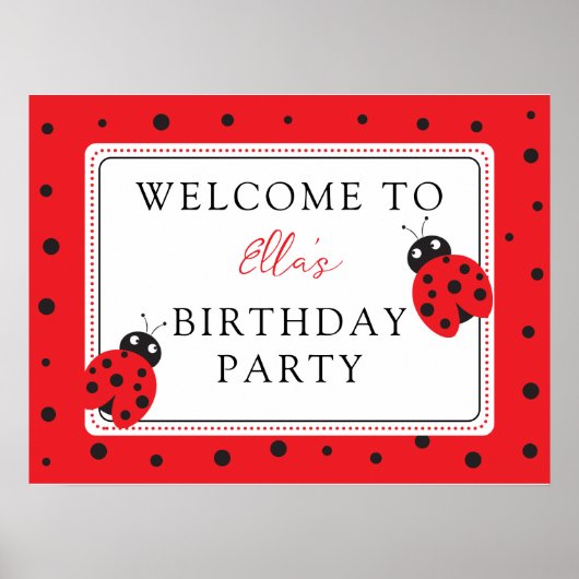 Poster Parti Anniversaire de enfant Cutest Little Ladybug (Devant)
