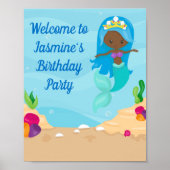Poster Parti Anniversaire de enfant de la fille de sirène (Devant)