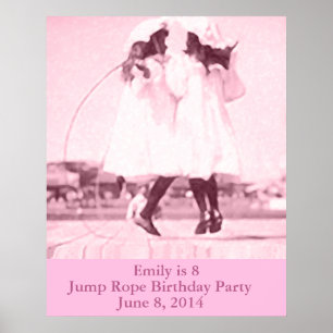 Poster Parti Anniversaire de enfant rose vintage de la co