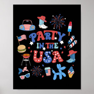 Poster Parti Aux Etats-Unis 4 juillet Patriotique América