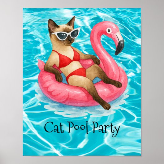 Poster Parti de la piscine de chat (Devant)