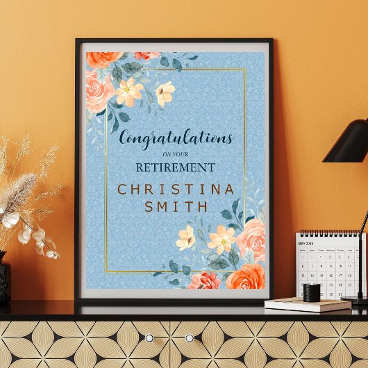 Poster Parti de retraite de l'Elégant Floral Moderne