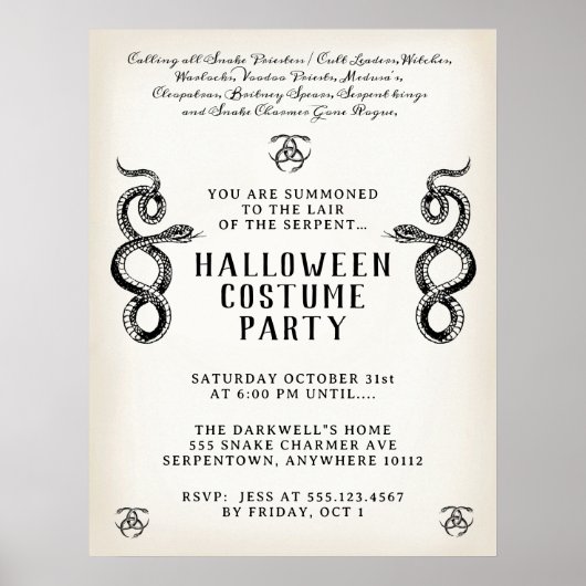 Poster Parti du serpent d'Halloween adulte (Devant)