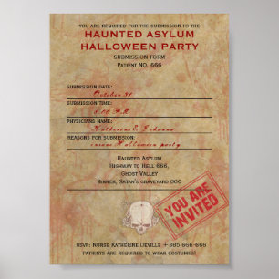 Poster Parti Halloween de l'asile hanté