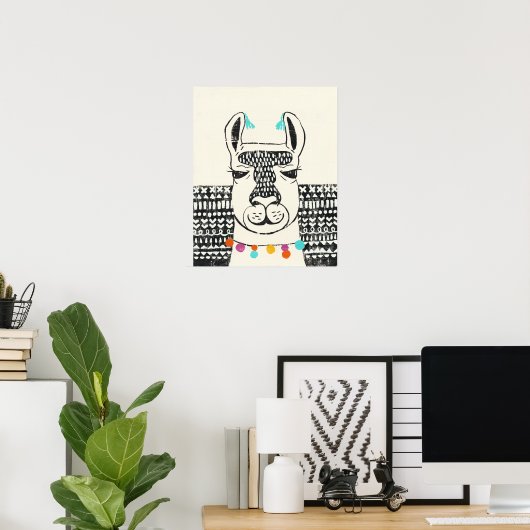 Poster Parti Llama - Portrait (Bureau à domicile)