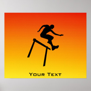 Poster Participant à une course d'obstacles jaune-orange