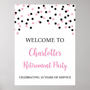 Poster Partie de retraite rose noire personnalisée 18x24
