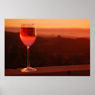 Poster Partie d'échantillon de vin de coucher du soleil