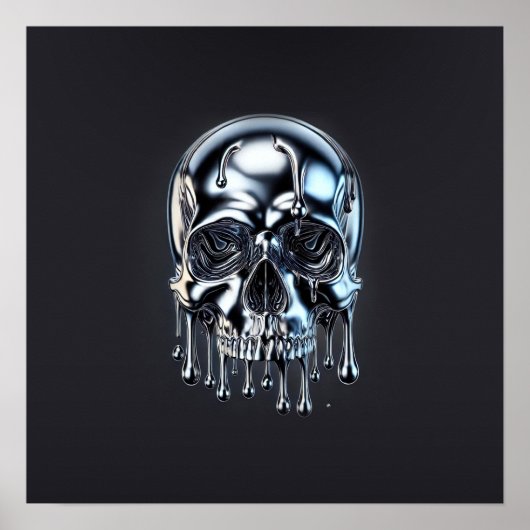 Poster Partie Halloween Chrome Liquide Silver Driver Crân (Devant)