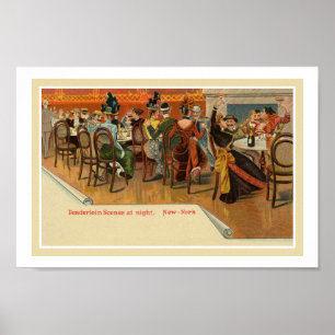 Poster Partie vintage de restaurant de New York d'époque