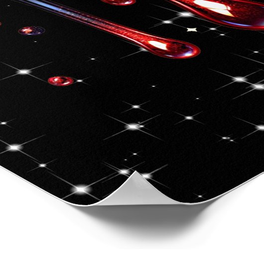 Poster Parties scintillant à gouttes rouges Glam Sparkle (Coin)