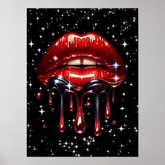 Poster Parties scintillant à gouttes rouges Glam Sparkle (Devant)