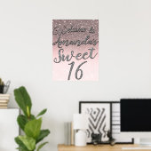 Poster Parties scintillant Argent & Blush Welcome Sweet 1 (Bureau à domicile)