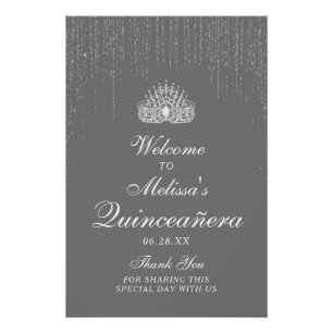 Poster Parties scintillant argent étonnante Quinceanera A