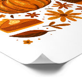 Poster Parties scintillant Automne Floral Citrouille Than (Coin)