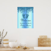 Poster Parties scintillant Baby shower bleu pieds Affich (Cuisine)