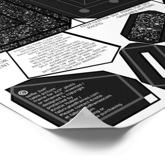 Poster Parties scintillant Black Faux Selfie Frame Motif  (Coin)