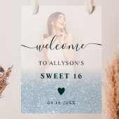 Poster Parties scintillant bleue ombre photo Sweet 16 bie