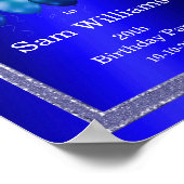 Poster Parties scintillant bleues et ballons d'anniversai (Coin)