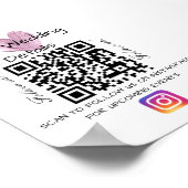 Poster Parties scintillant cardiaque rose mariage qr code (Coin)