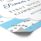 Poster Parties scintillant d'argent bleu clair Première c (Coin)