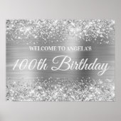 Poster Parties scintillant d'argent et Foil 100e annivers (Devant)