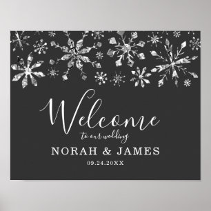 Poster Parties scintillant d'argent Flocon de neige Maria