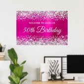 Poster Parties scintillant d'argent Hot Pink Foil 50e ann (Bureau à domicile)