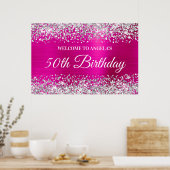Poster Parties scintillant d'argent Hot Pink Foil 50e ann (Cuisine)