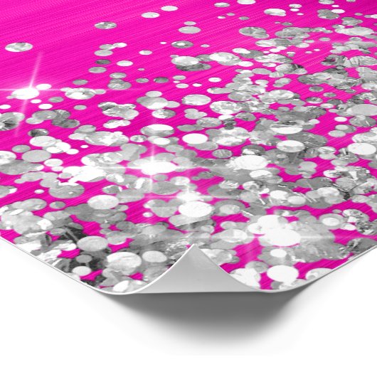 Poster Parties scintillant d'argent Hot rose Foil 40e ann (Coin)