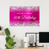 Poster Parties scintillant d'argent Hot rose Foil 40e ann (Bureau à domicile)