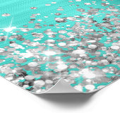 Poster Parties scintillant d'argent Turquoise Foil 40e an (Coin)
