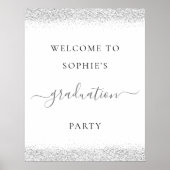 Poster Parties scintillant d'argent Welcome Graduation Pa (Devant)