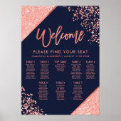 Poster Parties scintillant de corail moderne marine bleu (Devant)