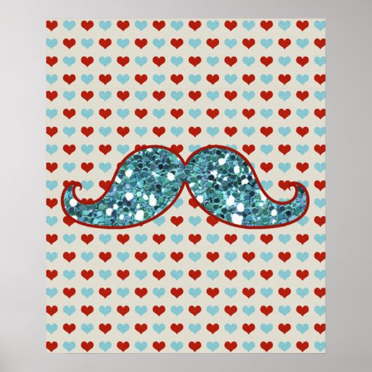 POSTER PARTIES SCINTILLANT DE LA MUSTACHE ET DES COEURS R (Devant)