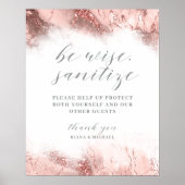 Poster Parties scintillant de marbre Mariage Sanitize Ros (Devant)