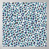 Poster Parties scintillant d'or bleu Motif Leopard (Devant)