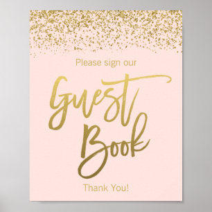 Poster Parties scintillant d'or Blush Pink Faux Connexion