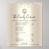Poster Parties scintillant d'or Dessert Sweets Menu Tarif (Devant)