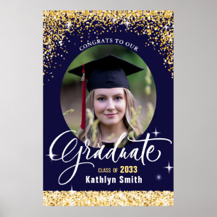 Poster Parties scintillant d'or élégant Sparkling Graduat