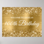 Poster Parties scintillant d'or et Foil 100e anniversaire (Devant)