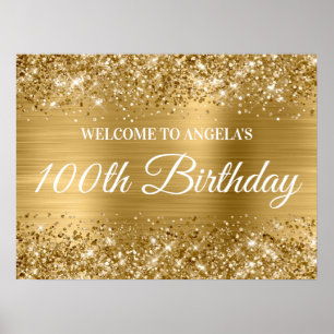 Poster Parties scintillant d'or et Foil 100e anniversaire