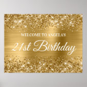 Poster Parties scintillant d'or et Foil 21e anniversaire  (Devant)