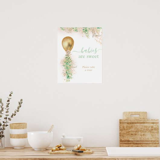 Poster Parties scintillant d'or Eucalyptus Balloon Les bé (Cuisine)