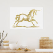 Poster Parties scintillant d'or Imaginaire Unicorn (Cuisine)