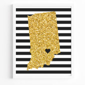 Poster Parties scintillant d'or Indiana State Grilles noi
