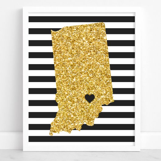 Poster Parties scintillant d'or Indiana State Grilles noi