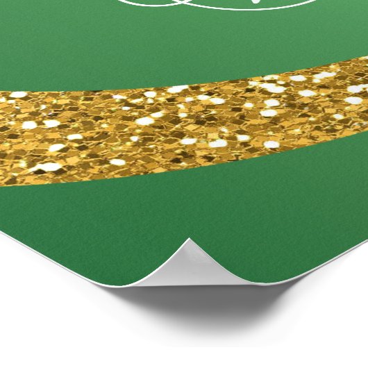 Poster Parties scintillant d'or Mariage métallique vert B (Coin)