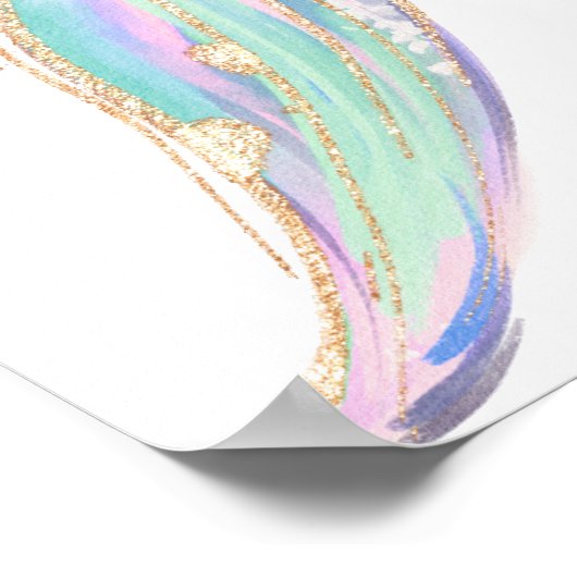 Poster Parties scintillant d'or Mermaid Queue sous la mer (Coin)