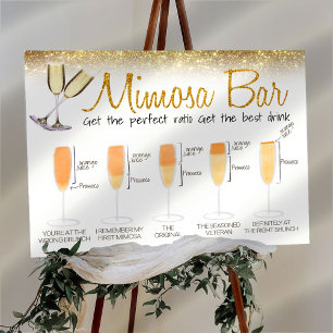 Poster Parties scintillant d'or Mimosa Bar Brunch de mari